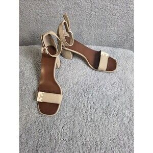 Tory Burch Gabrielle Block Heel Sandals Womens 9M Fumo Tan Suede Ankle Strap COA